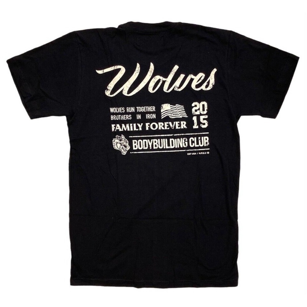 Darc Sport Men's Wolves Run The World Bodybuilding Club Distressed T-Shirt Small
